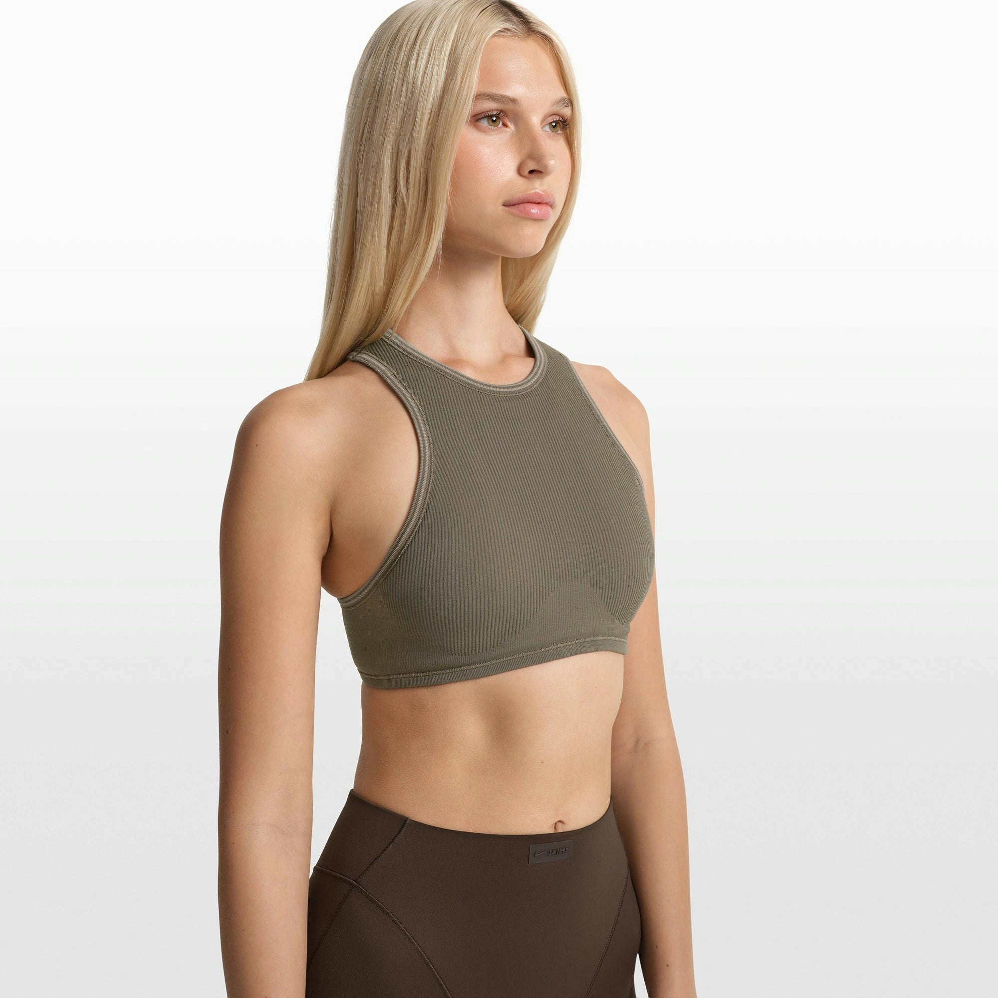 NikeSKIMS RIBBED SEAMLESS RACER FRONT BRA - DUSTY OAKMOSS - image 26
