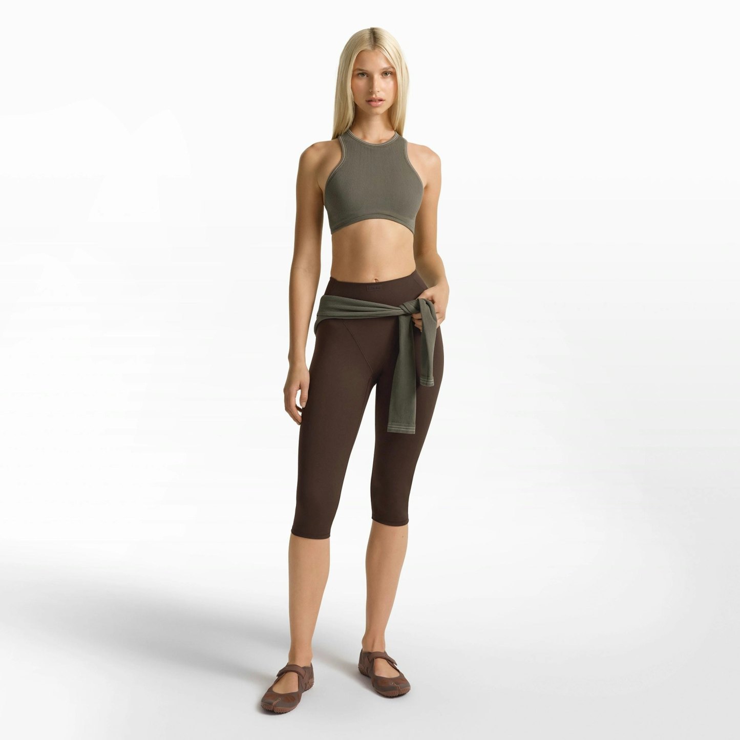 NikeSKIMS RIBBED SEAMLESS RACER FRONT BRA - DUSTY OAKMOSS - image 23