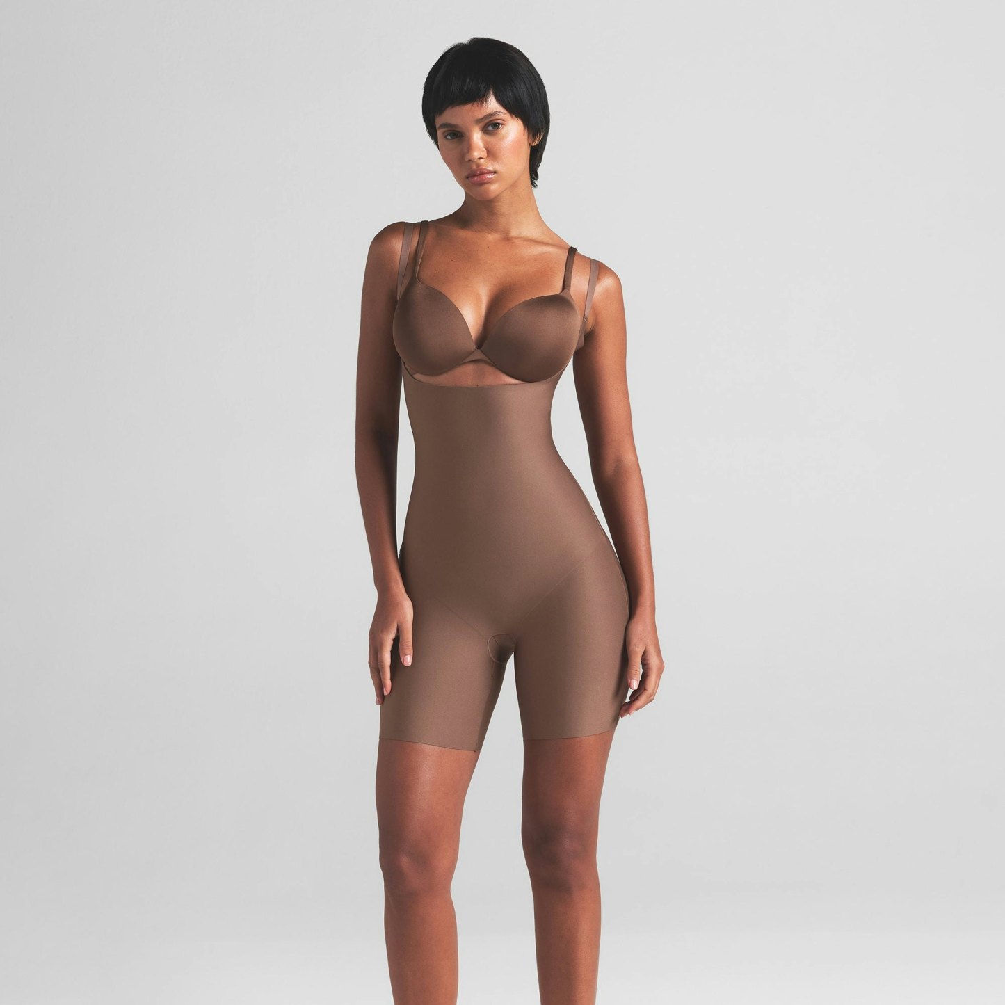 SKIMS BODY CORE SCULPT OPEN BUST MID THIGH BODYSUIT - JASPER