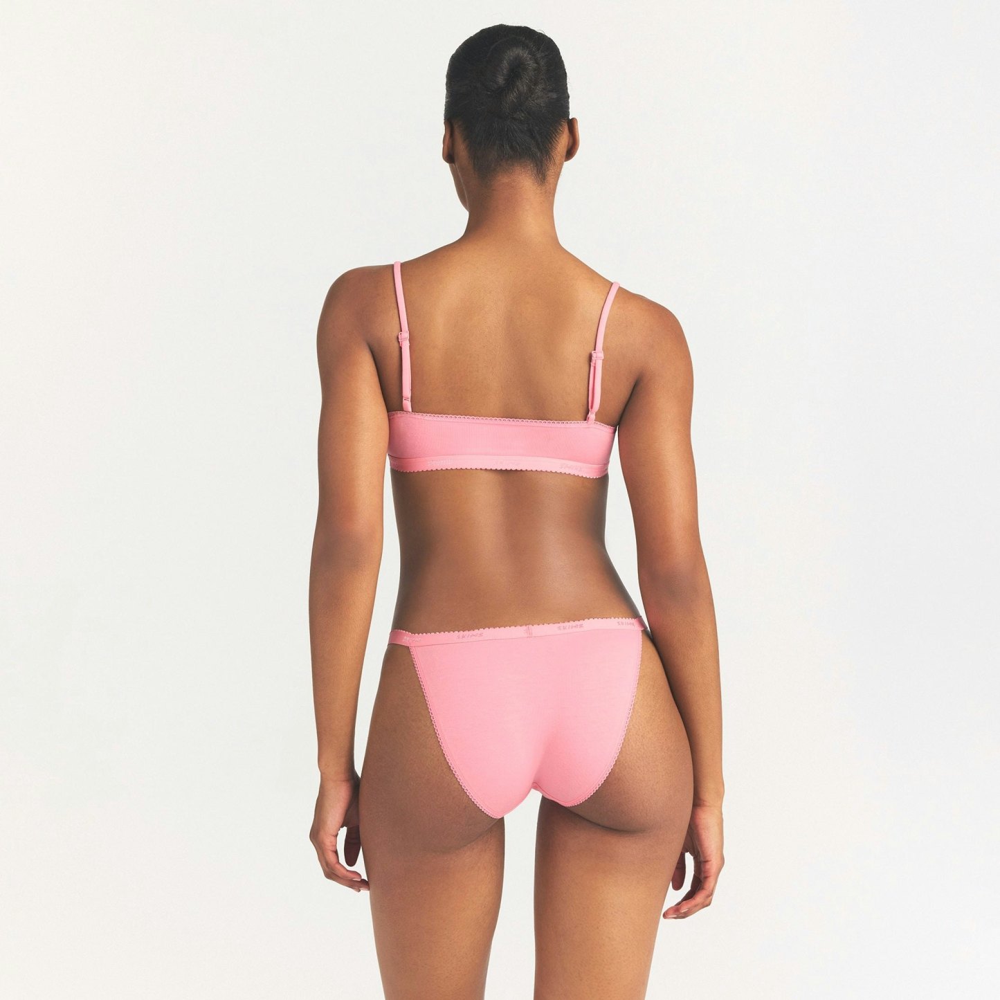 LIGHTWEIGHT COTTON LOGO PICOT STRING BIKINI - MELON TONAL