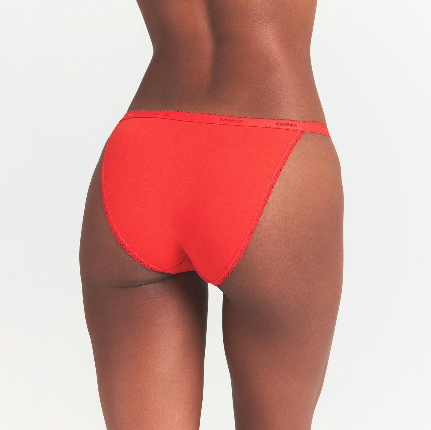 LIGHTWEIGHT COTTON LOGO PICOT STRING BIKINI - RUBY TONAL