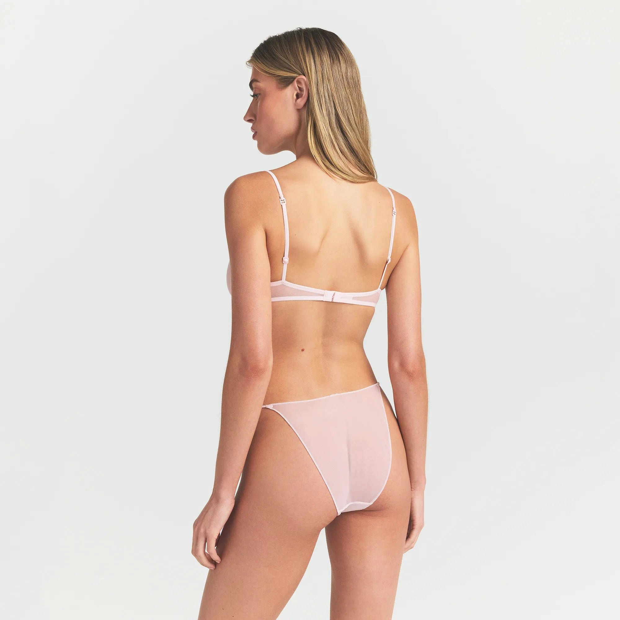 ULTRA FINE MESH STRING BIKINI - BARELY PINK