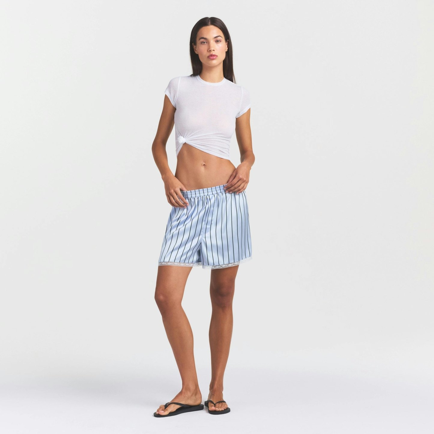 WOVEN SHINE LACE BOXER - PERIWINKLE WIDE STRIPE - image 10
