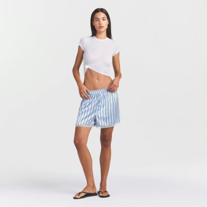 WOVEN SHINE LACE BOXER - PERIWINKLE WIDE STRIPE - image 10