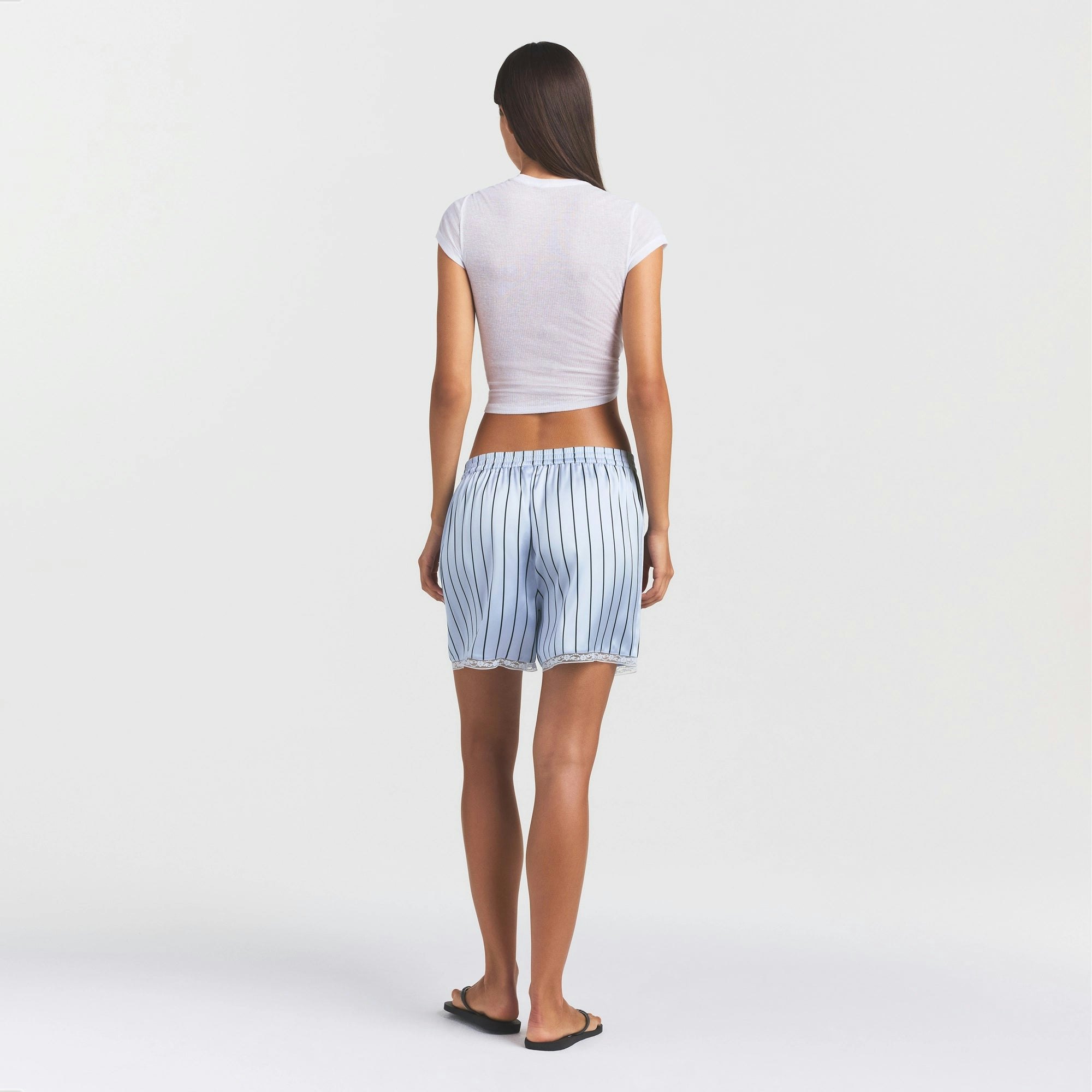 WOVEN SHINE LACE BOXER - PERIWINKLE WIDE STRIPE - image 12