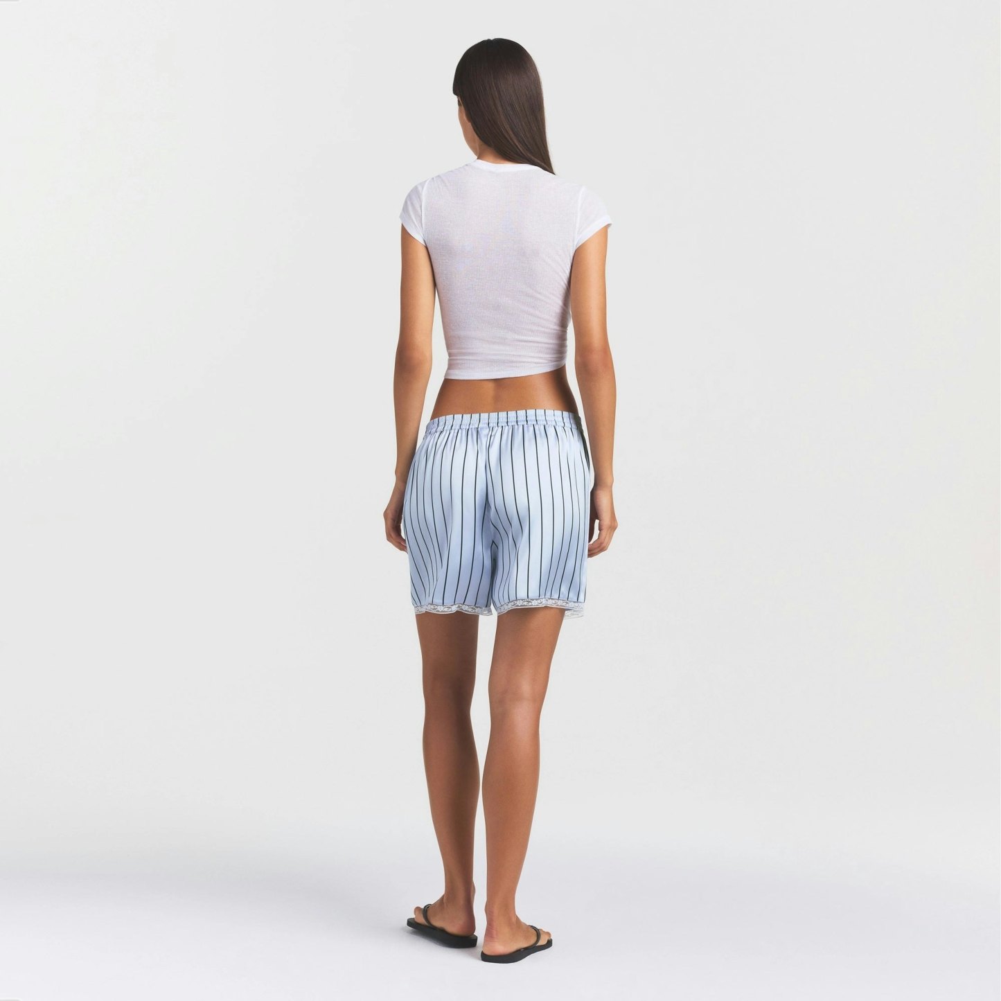 WOVEN SHINE LACE BOXER - PERIWINKLE WIDE STRIPE - image 12