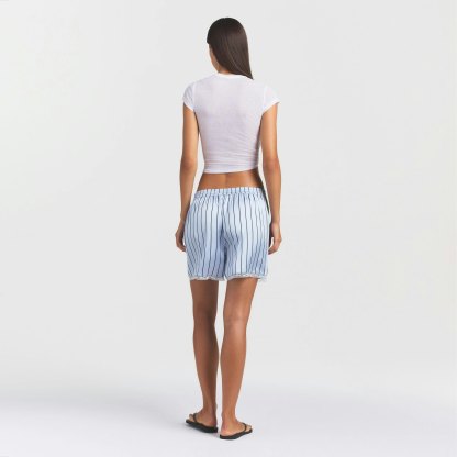 WOVEN SHINE LACE BOXER - PERIWINKLE WIDE STRIPE - image 12
