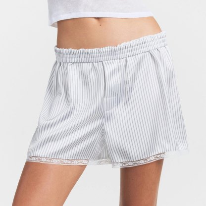 WOVEN SHINE LACE BOXER - SILVER TRIPLE PINSTRIPE - image 2