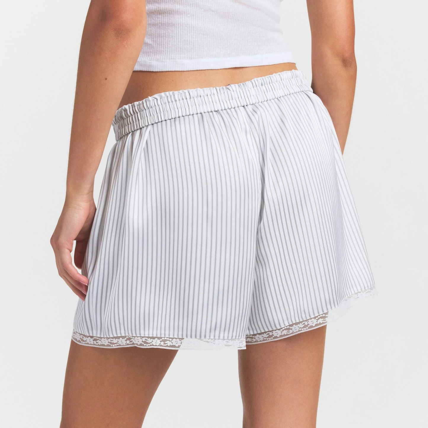 WOVEN SHINE LACE BOXER - SILVER TRIPLE PINSTRIPE - image 3