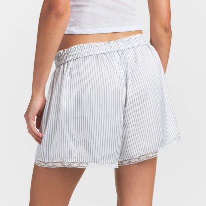 WOVEN SHINE LACE BOXER - SILVER TRIPLE PINSTRIPE - image 3