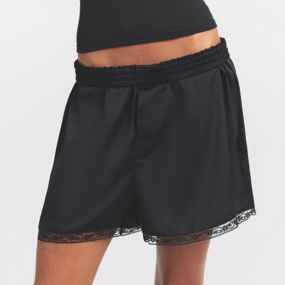 WOVEN SHINE LACE BOXER - ONYX - image 6