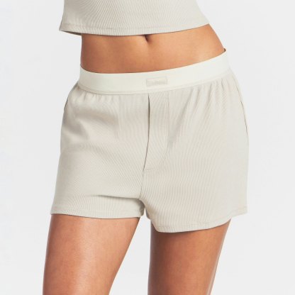 COTTON RIB LOOSE BOXER - STONE - image 8