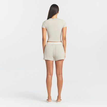 COTTON RIB LOOSE BOXER - STONE - image 9