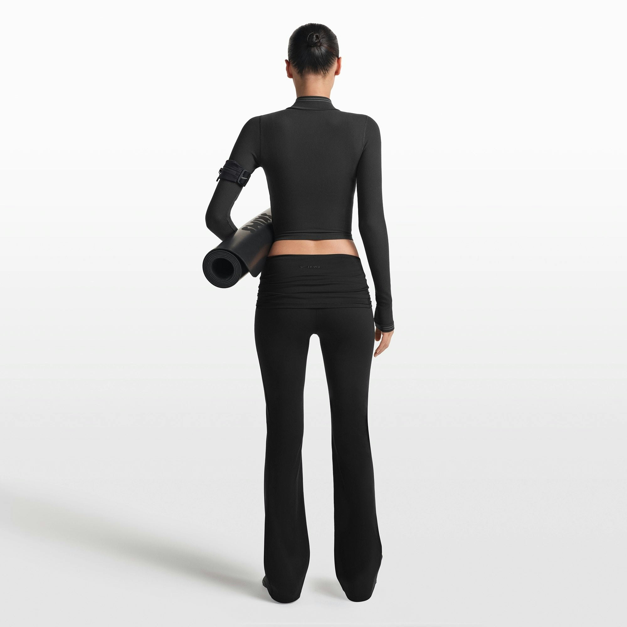 NikeSKIMS MATTE FOLDOVER SLIM FLARE LEGGING - OBSIDIAN - image 4