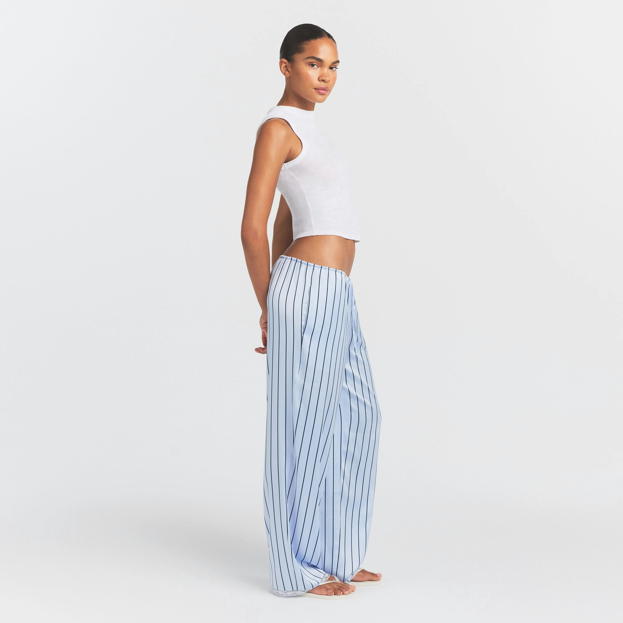 WOVEN SHINE LACE PANT - PERIWINKLE WIDE STRIPE - image 9