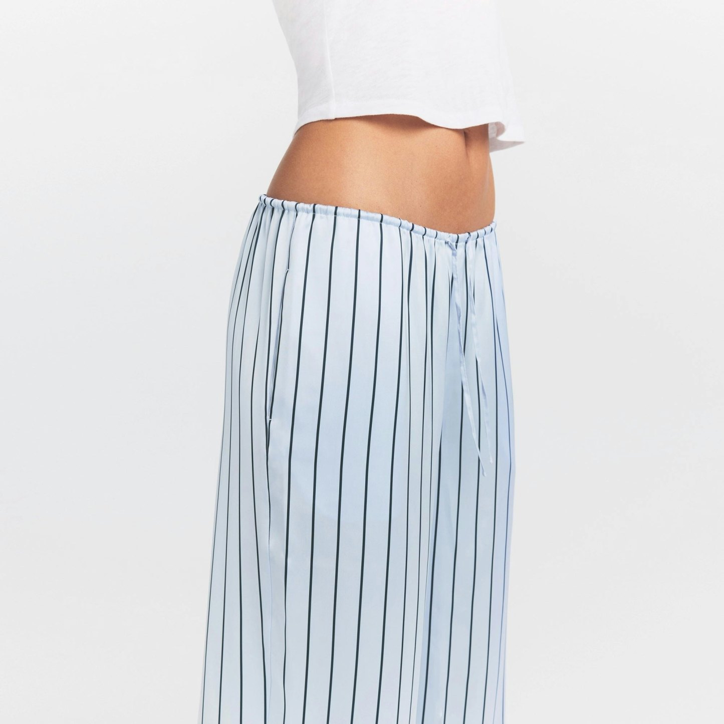 WOVEN SHINE LACE PANT - PERIWINKLE WIDE STRIPE - image 11