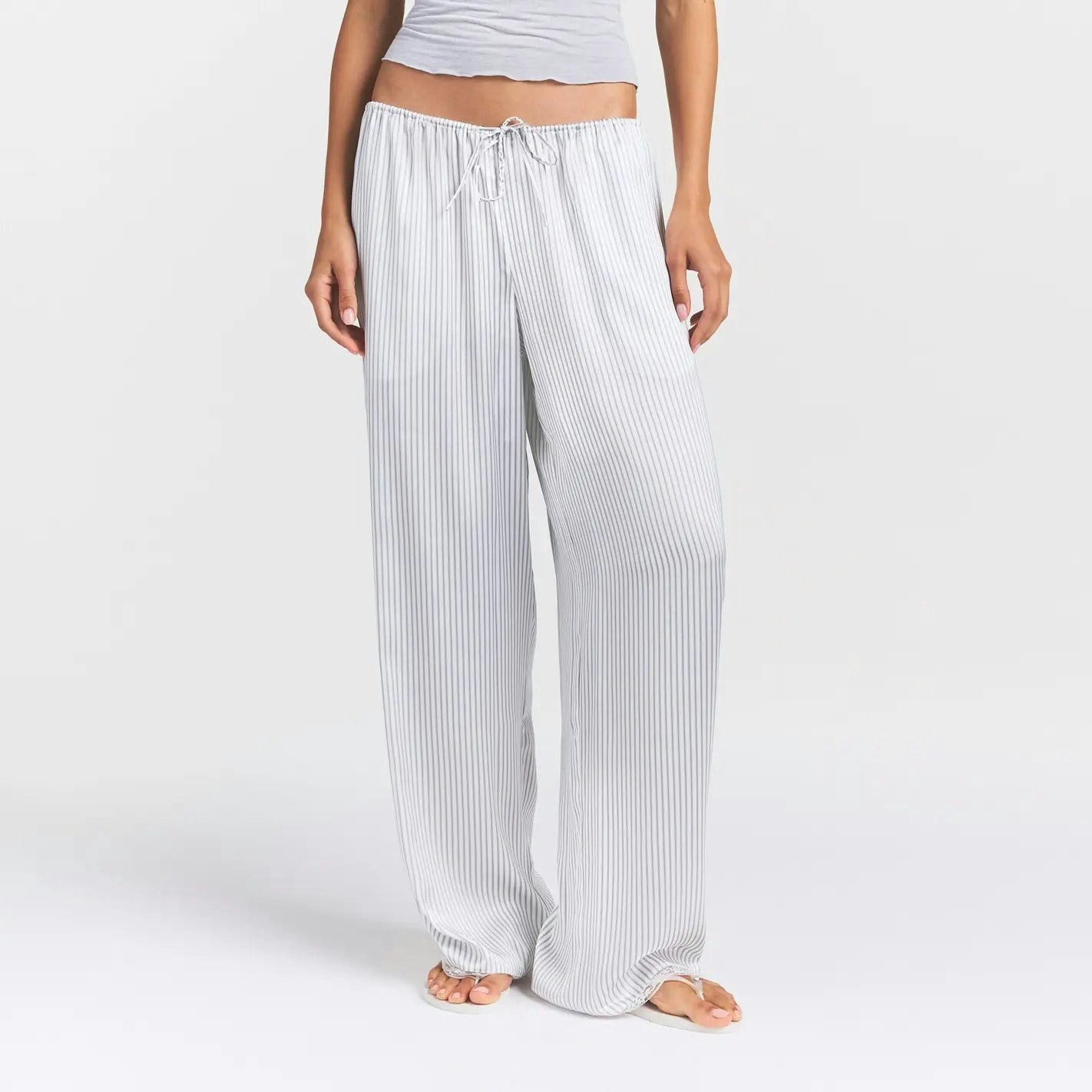 WOVEN SHINE LACE PANT - SILVER TRIPLE PINSTRIPE - image 2