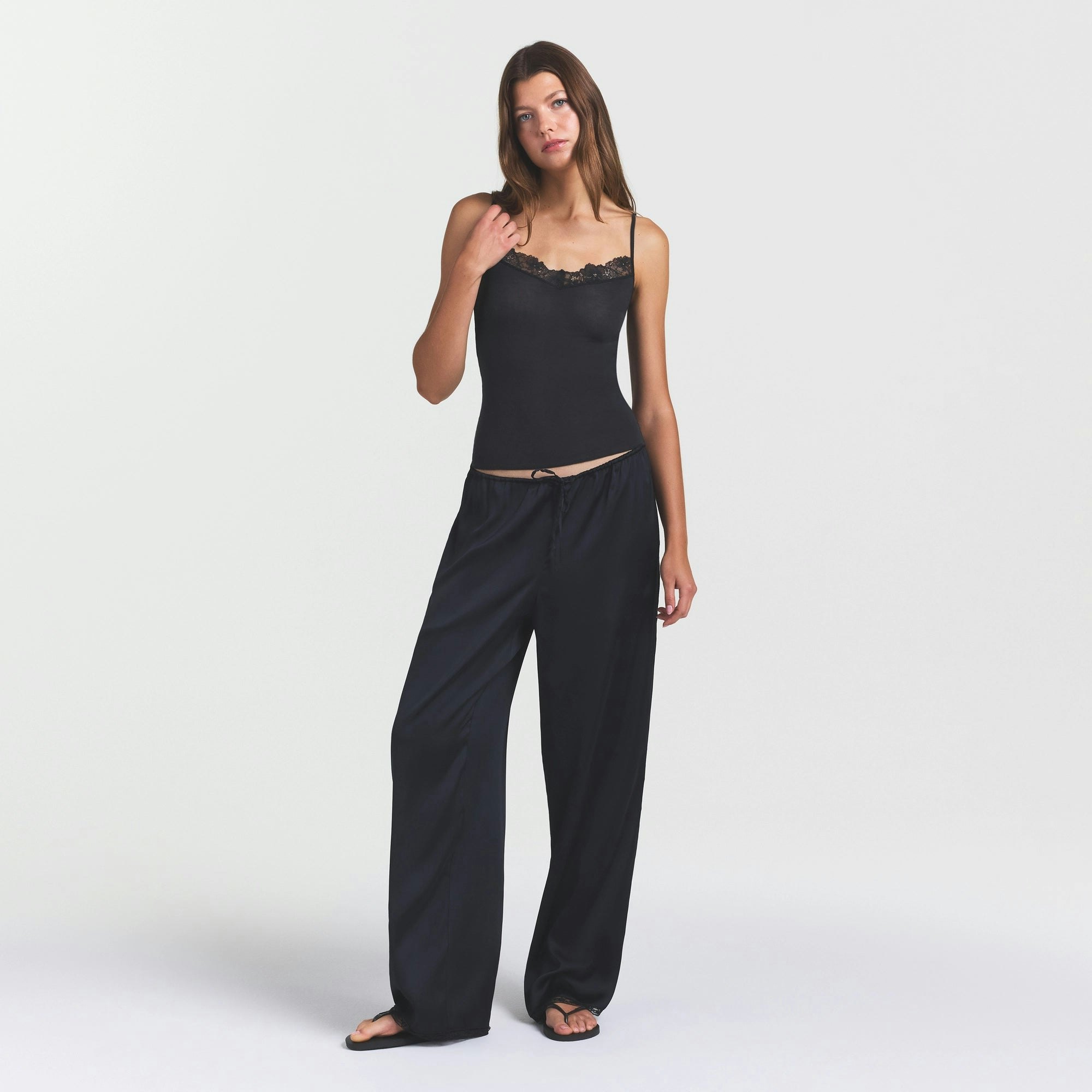 WOVEN SHINE LACE PANT - ONYX - image 5