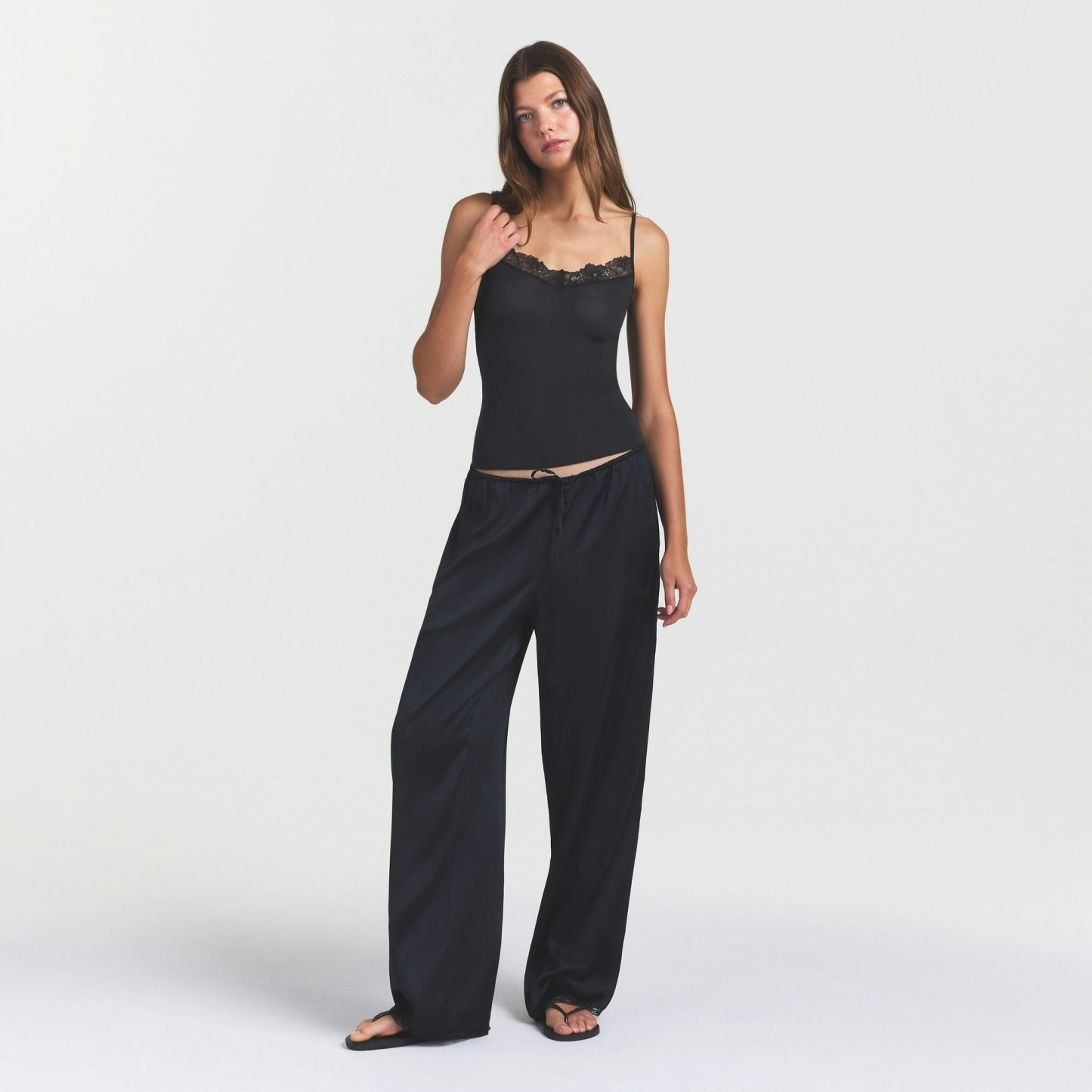 WOVEN SHINE LACE PANT - ONYX - image 5