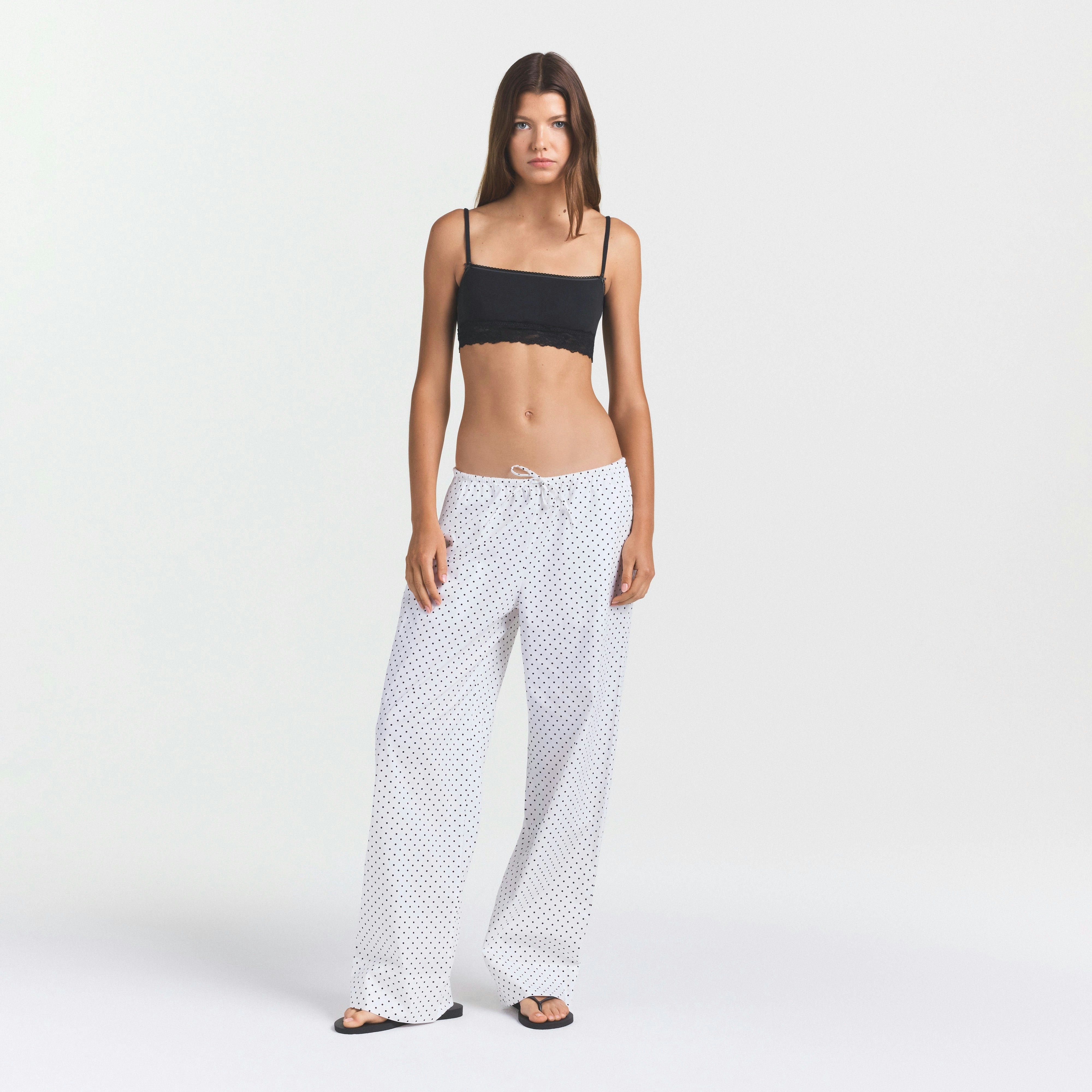 COTTON POPLIN SLEEP STRAIGHT LEG PANT - ONYX DOT PRINT