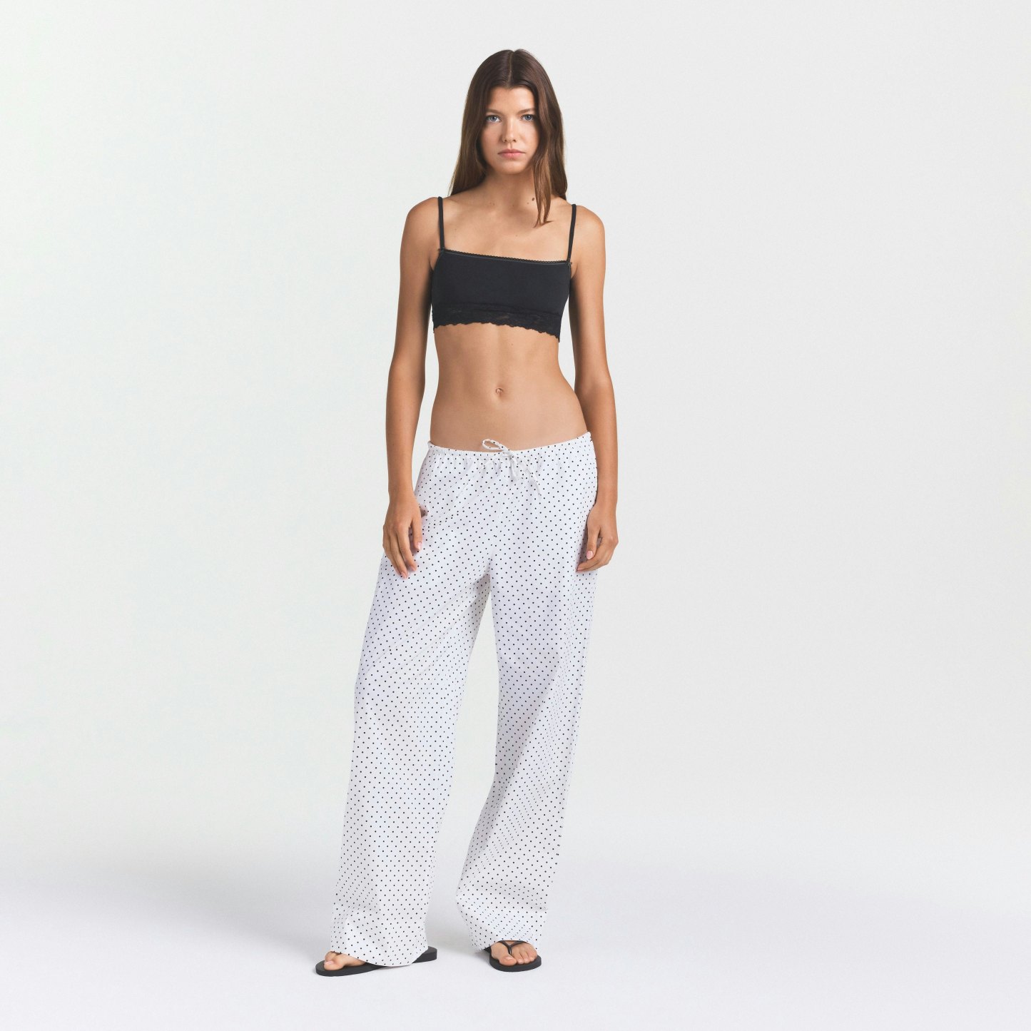 COTTON POPLIN SLEEP STRAIGHT LEG PANT - ONYX DOT PRINT