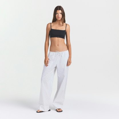 COTTON POPLIN SLEEP STRAIGHT LEG PANT - ONYX DOT PRINT