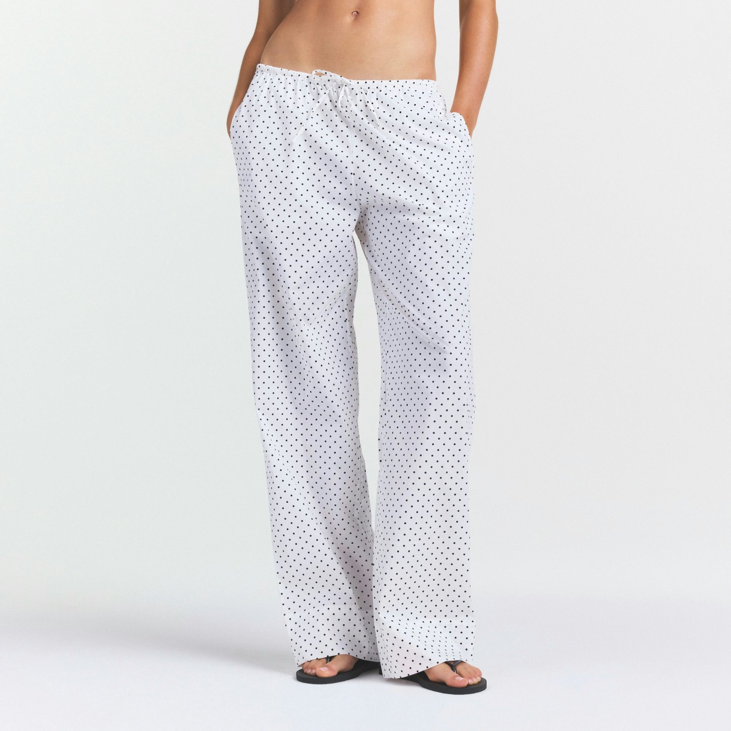 COTTON POPLIN SLEEP STRAIGHT LEG PANT - ONYX DOT PRINT - image 2