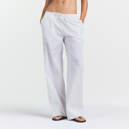 COTTON POPLIN SLEEP STRAIGHT LEG PANT - ONYX DOT PRINT - image 2