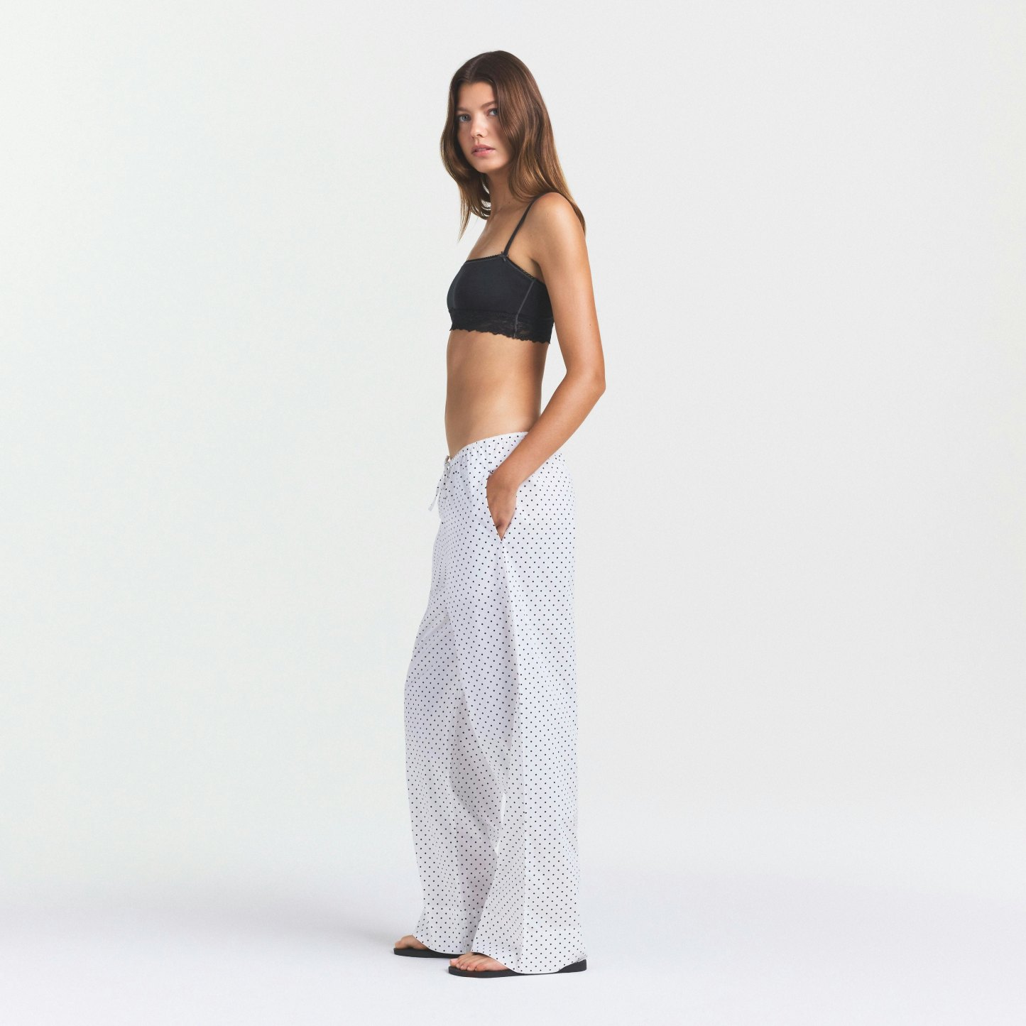COTTON POPLIN SLEEP STRAIGHT LEG PANT - ONYX DOT PRINT - image 3