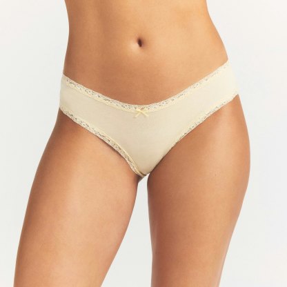 LIGHTWEIGHT COTTON LACE BRIEF - BUTTER TONAL