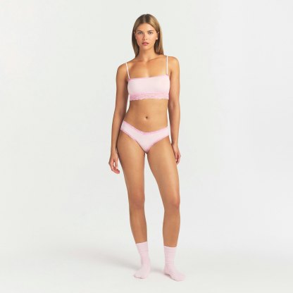 LIGHTWEIGHT COTTON LACE BRIEF - CHERRY BLOSSOM