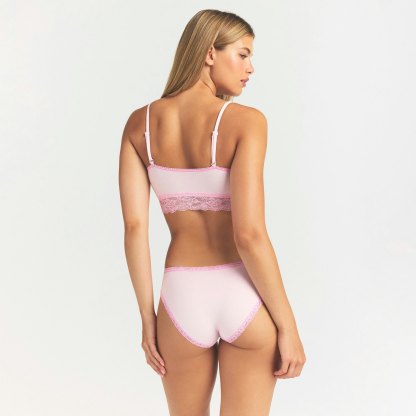 LIGHTWEIGHT COTTON LACE BRIEF - CHERRY BLOSSOM