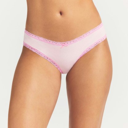 LIGHTWEIGHT COTTON LACE BRIEF - CHERRY BLOSSOM
