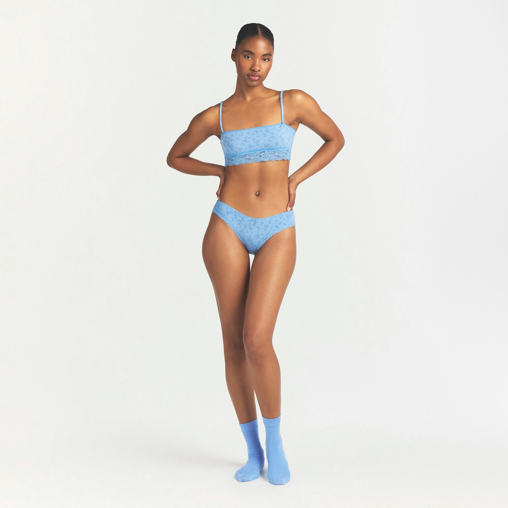LIGHTWEIGHT COTTON LACE BRIEF - SURF DAINTY FLORAL PRINT