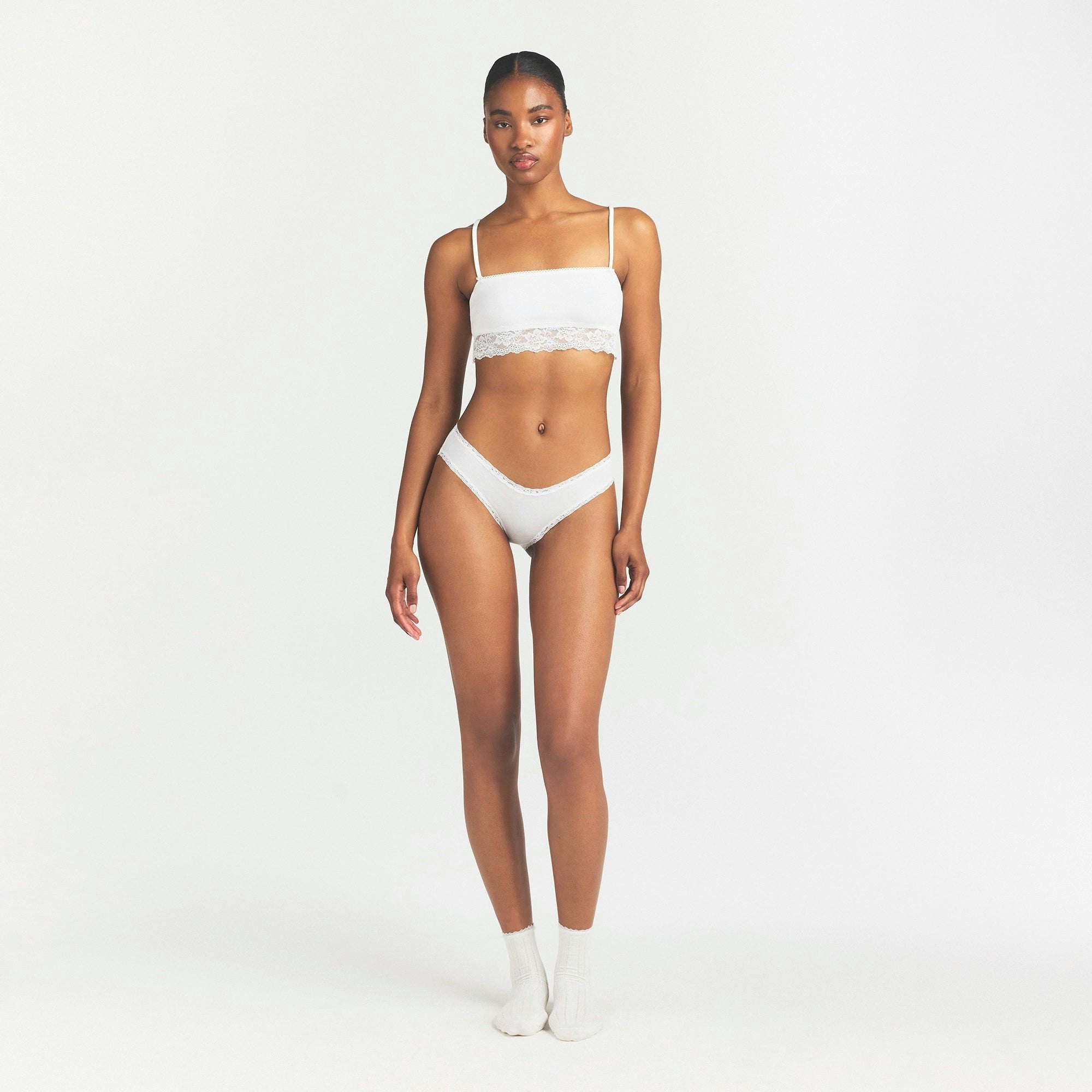 LIGHTWEIGHT COTTON LACE BRIEF - SNOW