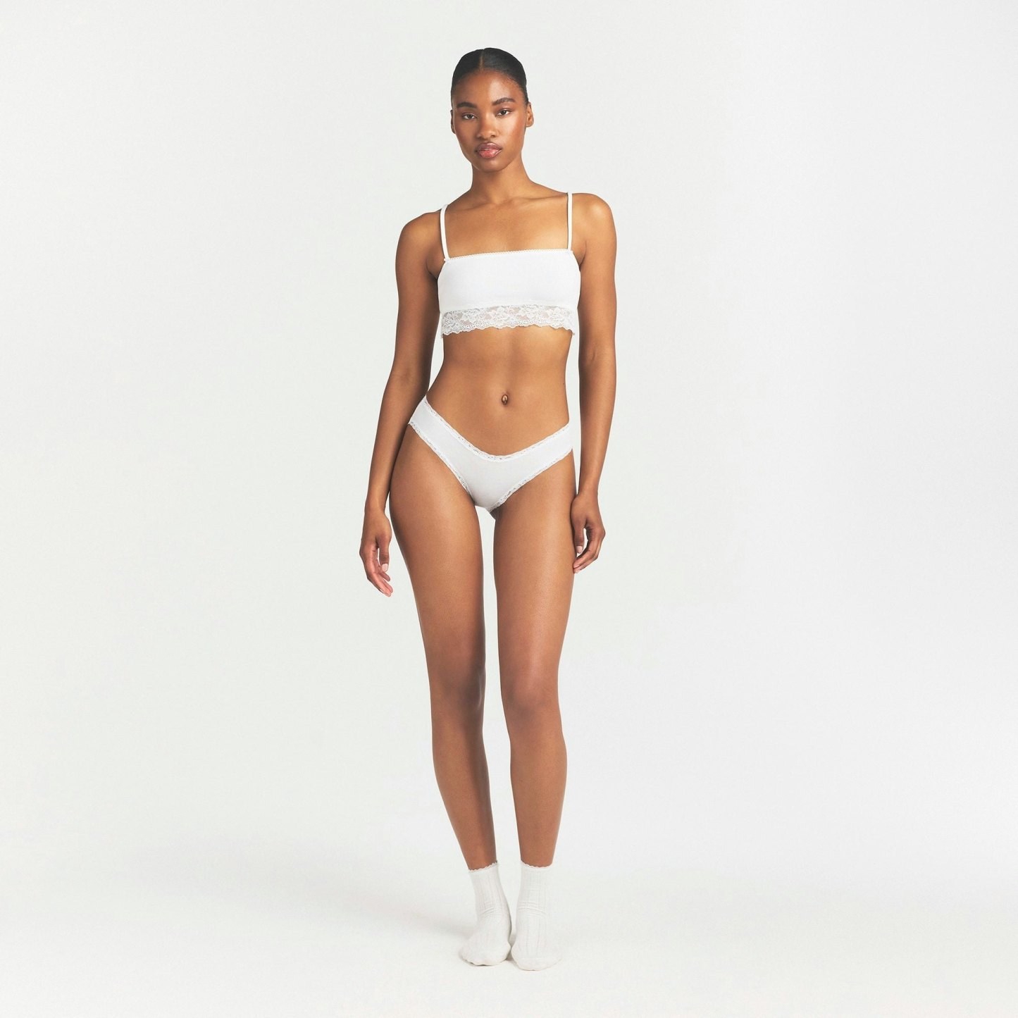 LIGHTWEIGHT COTTON LACE BRIEF - SNOW