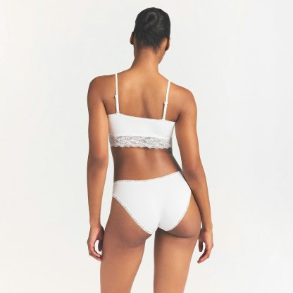 LIGHTWEIGHT COTTON LACE BRIEF - SNOW