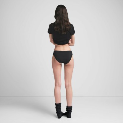 LIGHTWEIGHT COTTON LACE BRIEF - SOOT