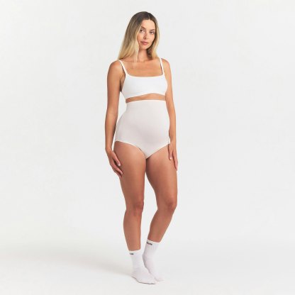 COTTON JERSEY MATERNITY HIGH-WAISTED BRIEF - MARBLE