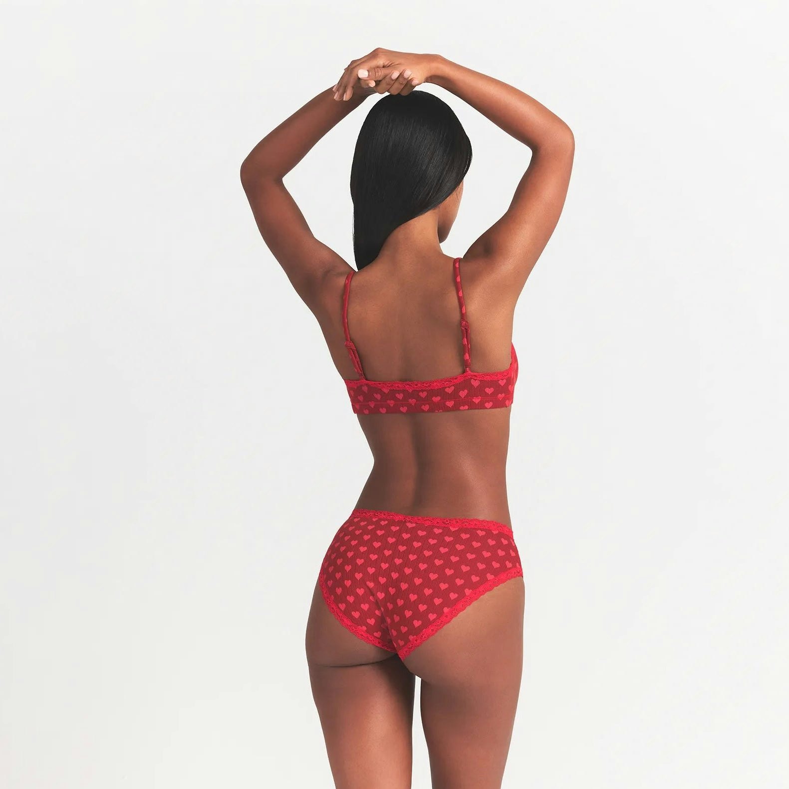 LIGHTWEIGHT COTTON POINTELLE LACE BRIEF - BRICK HEART HALFDROP
