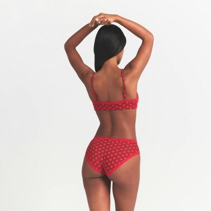 LIGHTWEIGHT COTTON POINTELLE LACE BRIEF - BRICK HEART HALFDROP