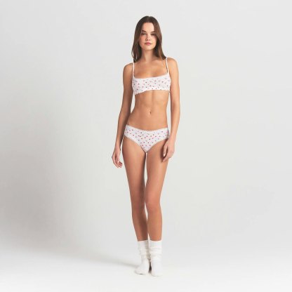 LIGHTWEIGHT COTTON POINTELLE LACE BRIEF - SNOW ARROWED HEARTS