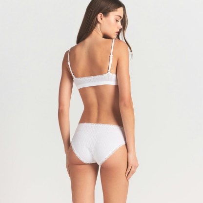 LIGHTWEIGHT COTTON POINTELLE LACE BRIEF - SNOW