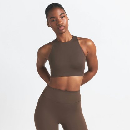 NikeSKIMS MATTE HIGH NECK BRA - DARK SEPIA - image 14