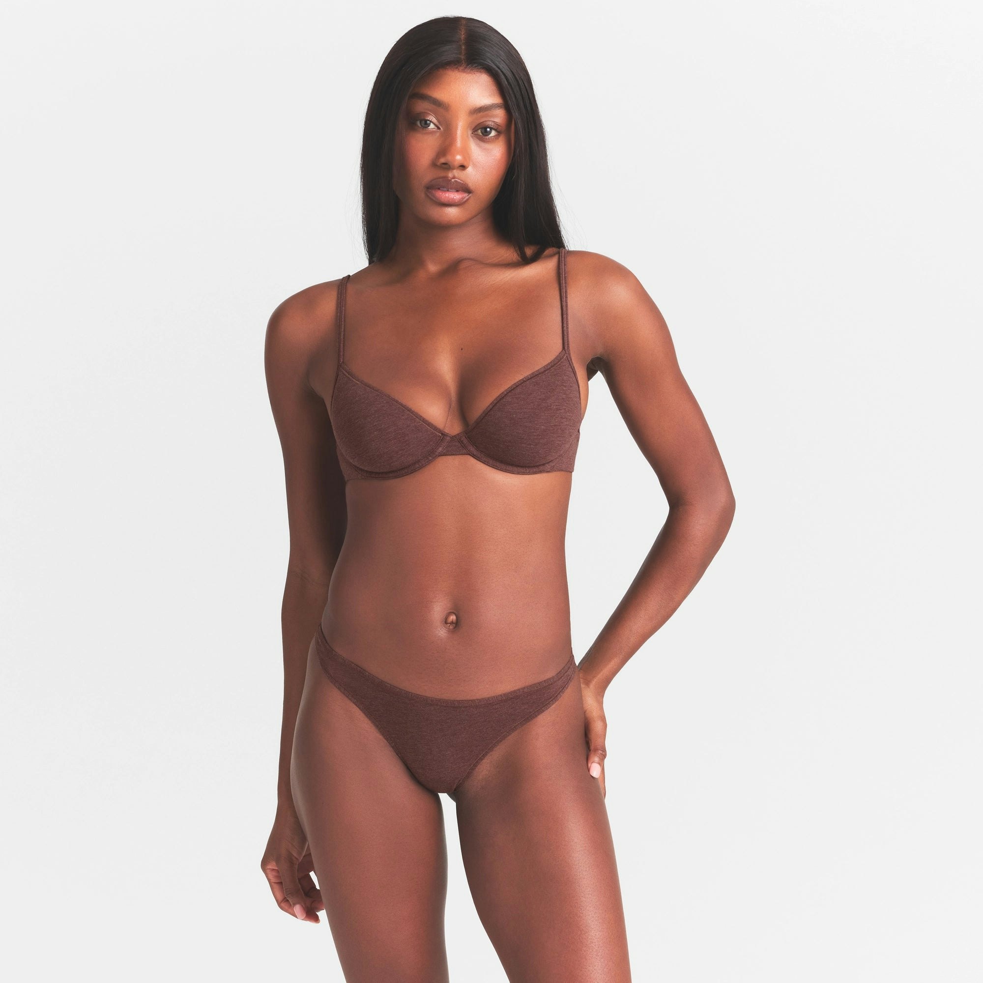 EVERYDAY COTTON UNLINED DEMI BRA - COCOA HEATHER - image 27