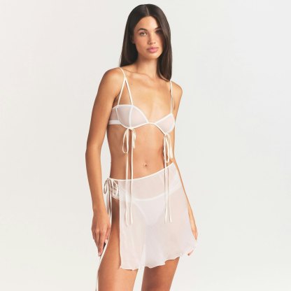 ULTRA FINE MESH BOW BRA - IVORY - image 2