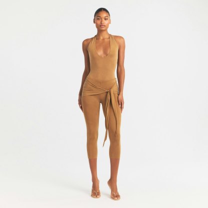 CUPRO JERSEY HALTER BODYSUIT - ALMOND - image 8