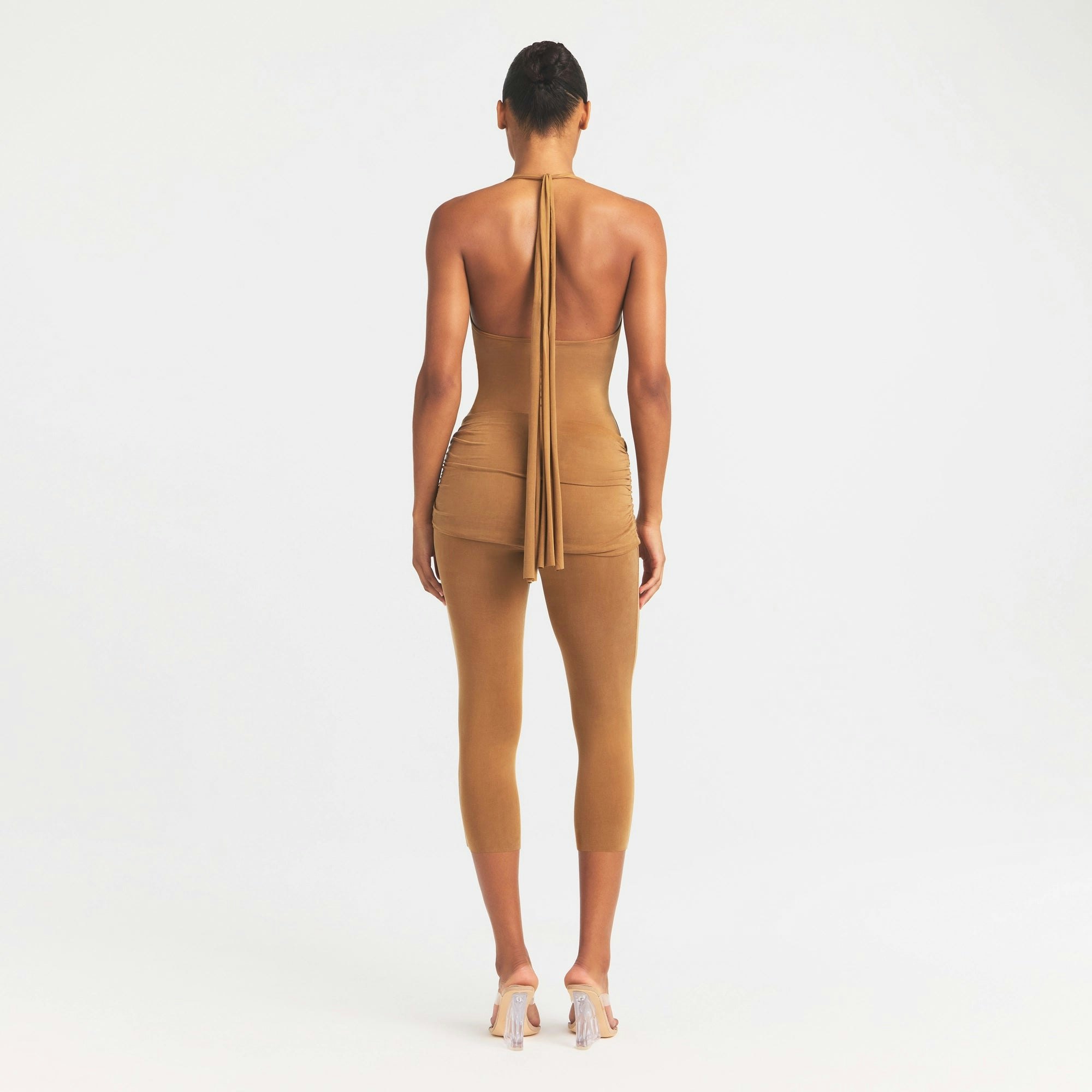 CUPRO JERSEY HALTER BODYSUIT - ALMOND - image 11