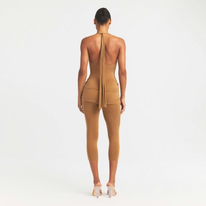 CUPRO JERSEY HALTER BODYSUIT - ALMOND - image 11