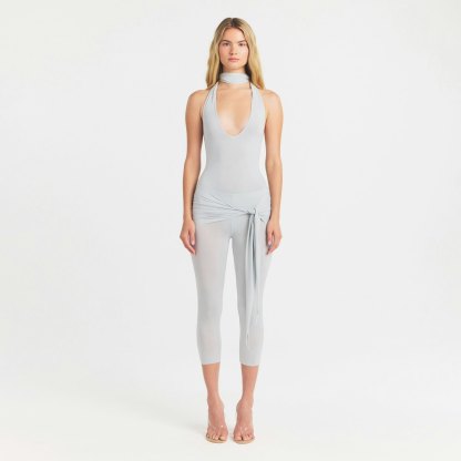 CUPRO JERSEY HALTER BODYSUIT - PEARL